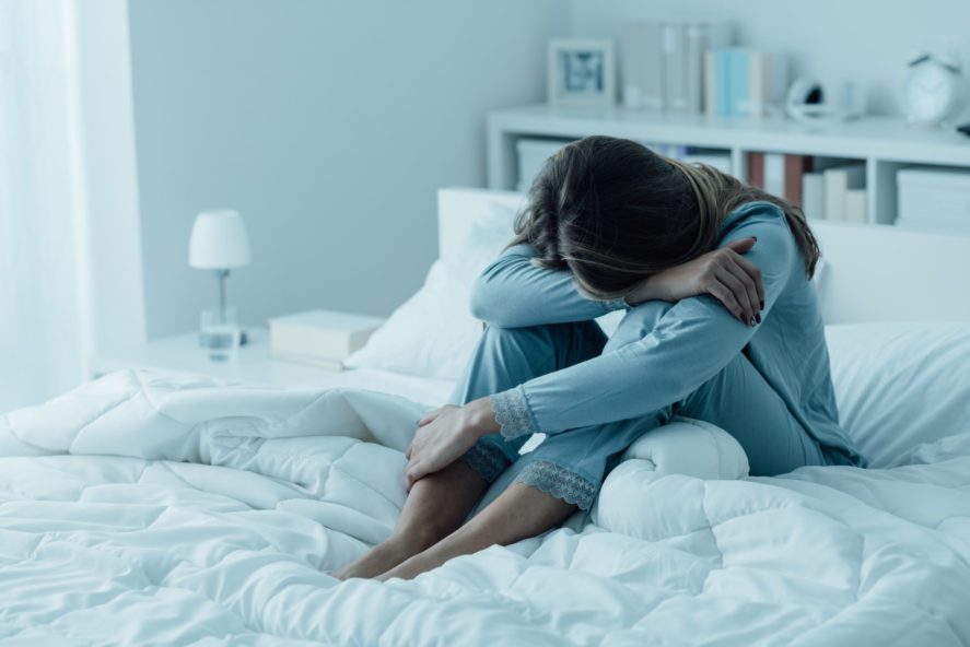 Depressed,Woman,Awake,In,The,Night,,She,Is,Exhausted,And - 92.5 The Beat