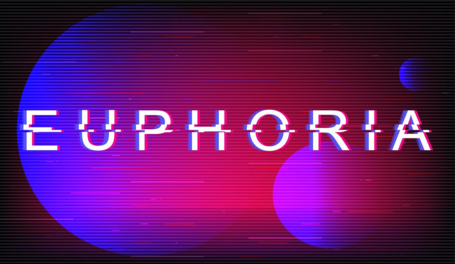 Euphoria,Glitch,Phrase.,Retro,Futuristic,Style,Vector,Typography,On,Violet - 92.5 The Beat