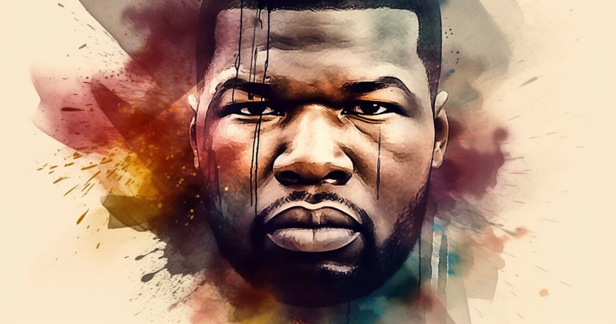50-Cent-Watercolor-Portrait - 92.5 The Beat 50 Cent Back Down Diss Track