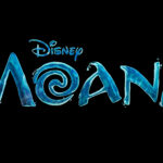 Disney Moana logo featuring blue, water-themed lettering on a black background.