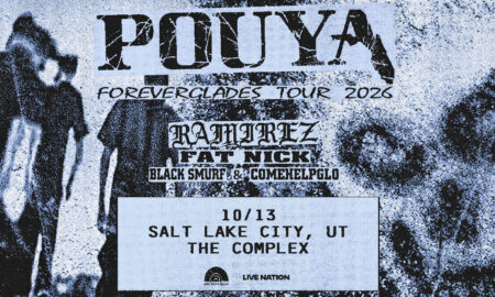 Concert poster advertising a 2026 Forever Glades Tour with Ramirez, Fat Nick, Black Smurf and ComeHelpglo at The Complex in Salt Lake City, Oct 13 (Live Nation logo).