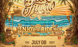 Poster for Stuck Figure's Enjoy the Ride Tour 2027, July 8, 2027, Utah First Credit Union Amphitheatre, Salt Lake City.