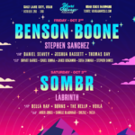 Colorful festival poster advertising a two‑day concert in Utah with headliners Benson Boone, Stephen Sanchez, Sombr, Labrinth (Oct 2–3).